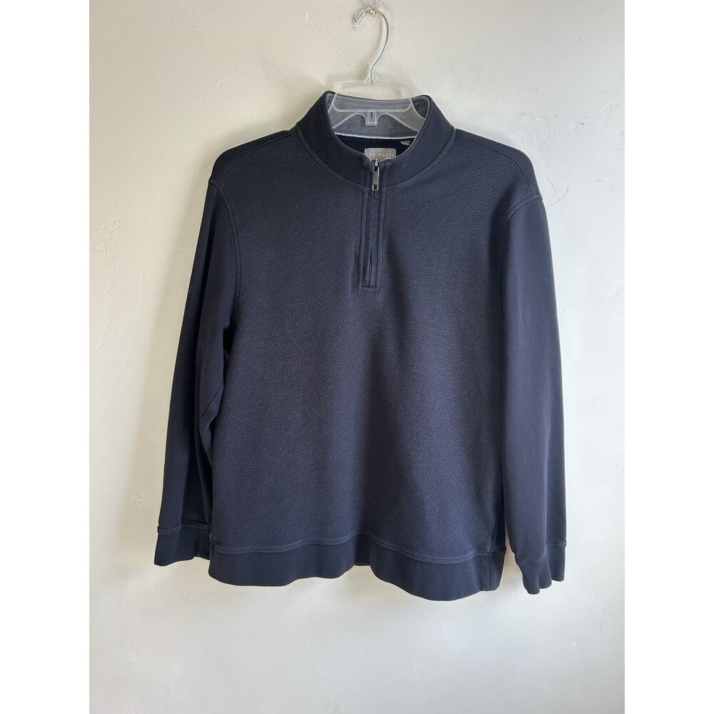 Ted Baker Mens XL Black Textured Quarter Zip Mock Neck Pullover Sweater Classic - Picture 11 of 11
